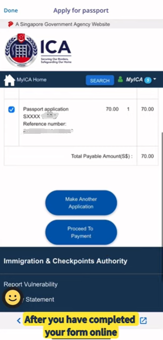 complete online singapore passport application