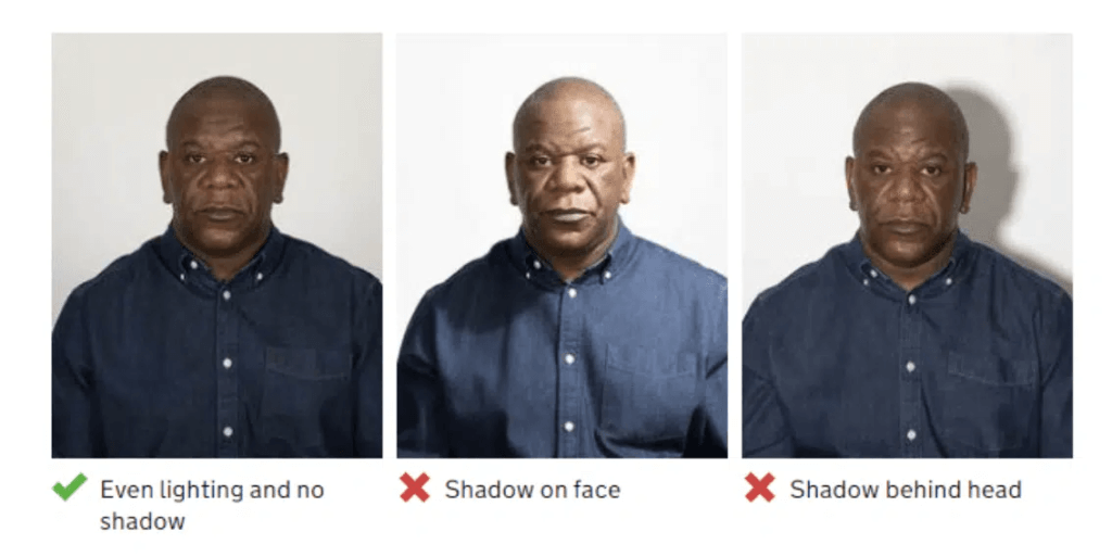 passport photo shadow