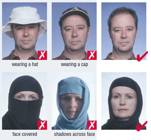 face cover in passport photo