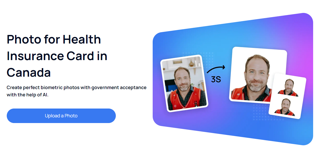 Get 100 Compliant 5 x 7 CM Photos for Canada Health Insurance Card of