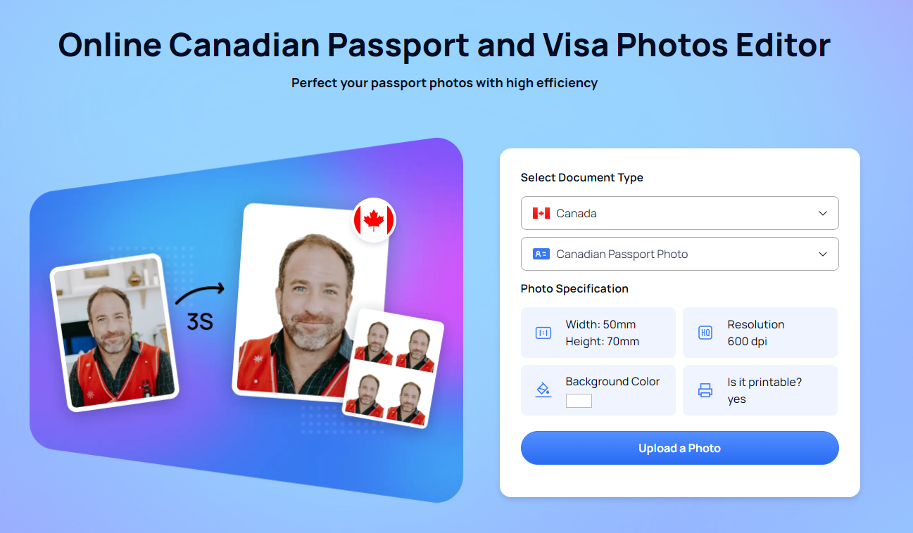 Canada Passport Photo Editor Online Create Passport Size Photo For 