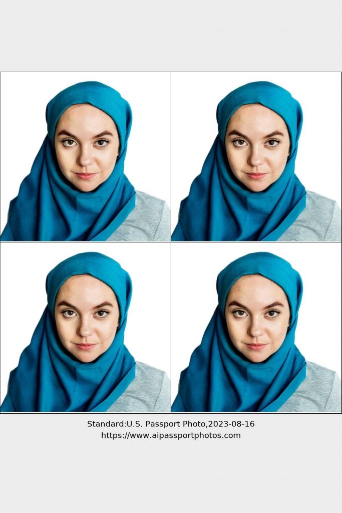 Passport Photo example of a women with a hijab