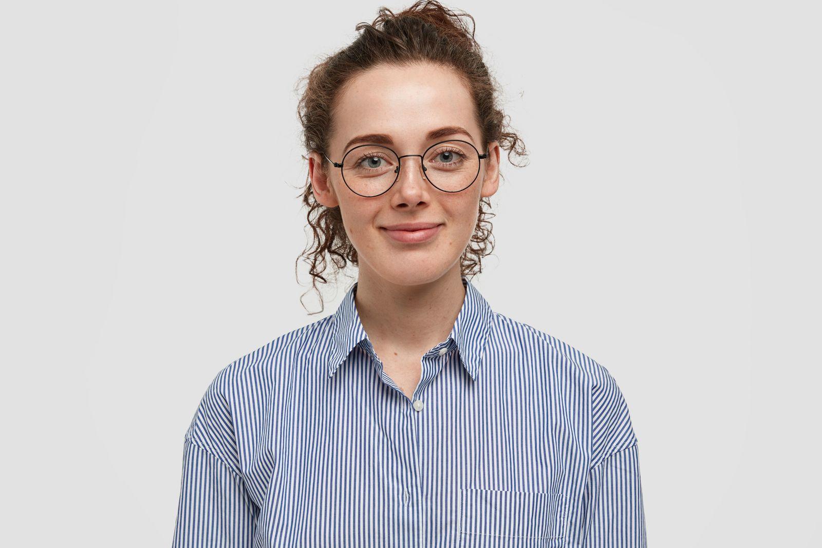 a woman with glasses