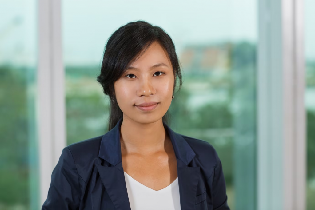 portrait of businesswoman at window