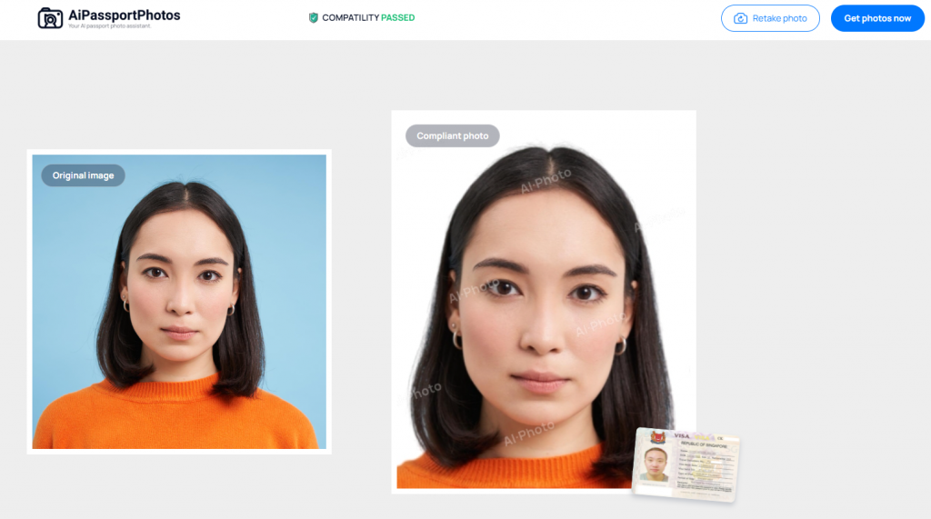 Process Singapore visa photo online using AiPassportPhotos