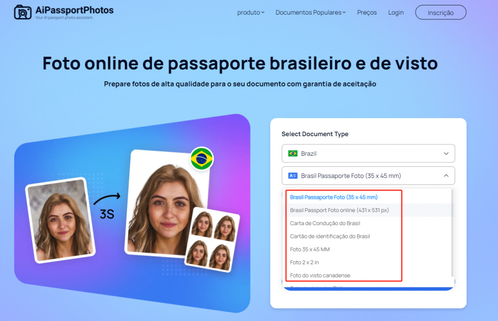 AiPassportPhotos Brazil Homepage