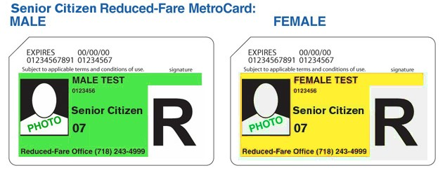 New York MetroCard for Seniors Sample