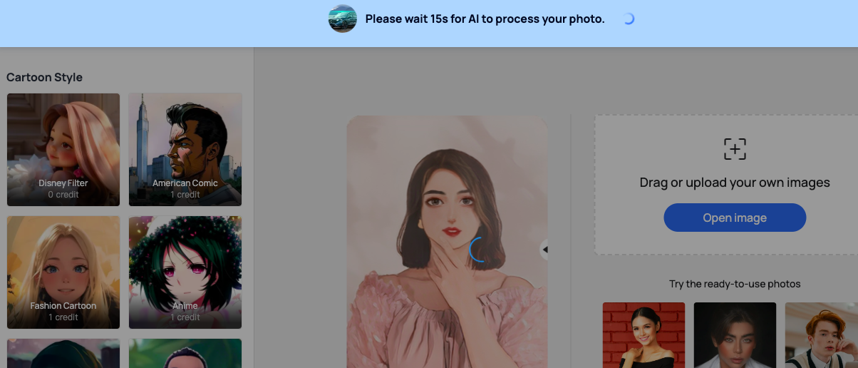 upload images on Photo to Anime