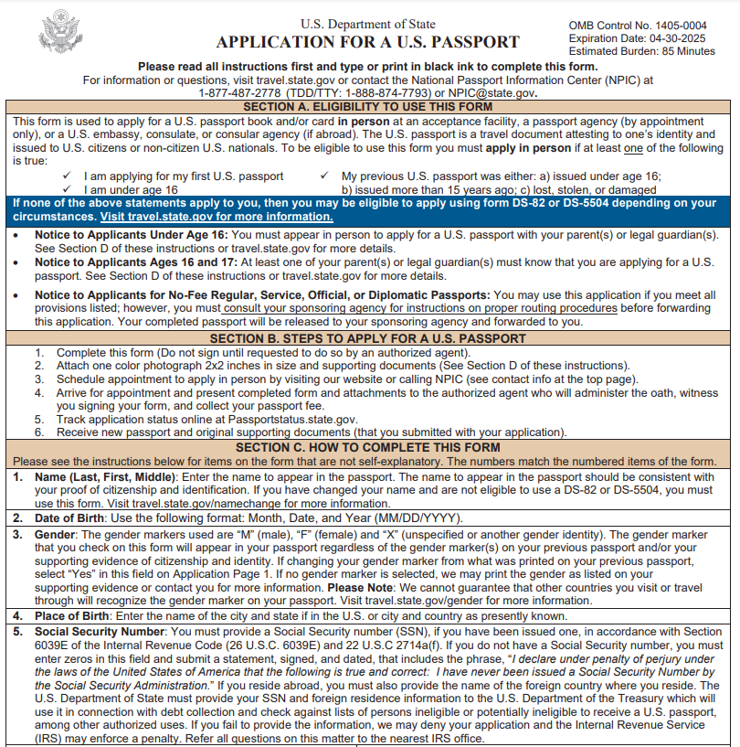 Form DS-11