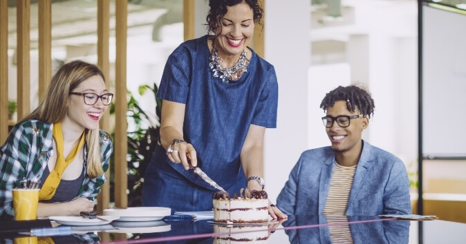 coworkers celebrate birthday