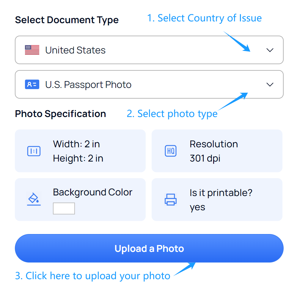 select country on AiPassportPhotos