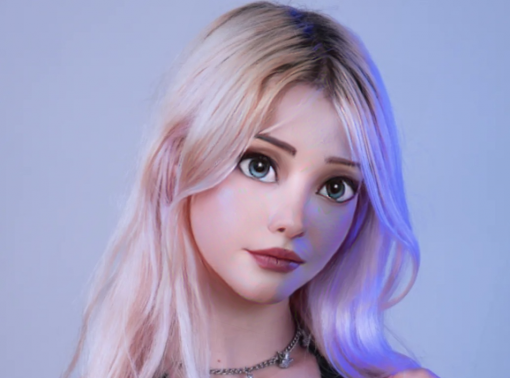 a girl with dyed hair in cartoon