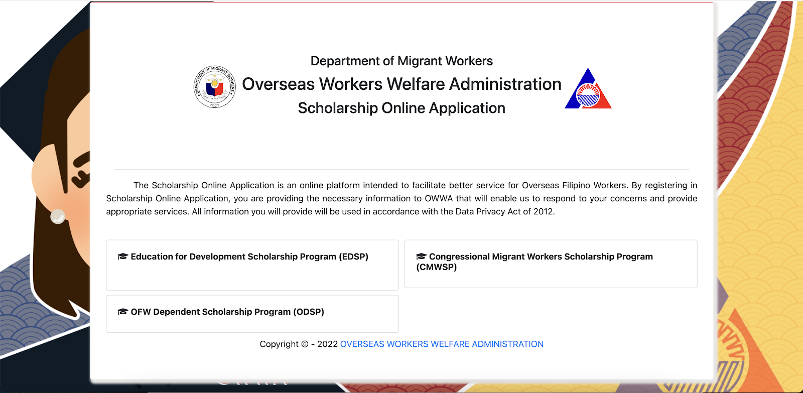 OWWA Scholarship Online Application official site 