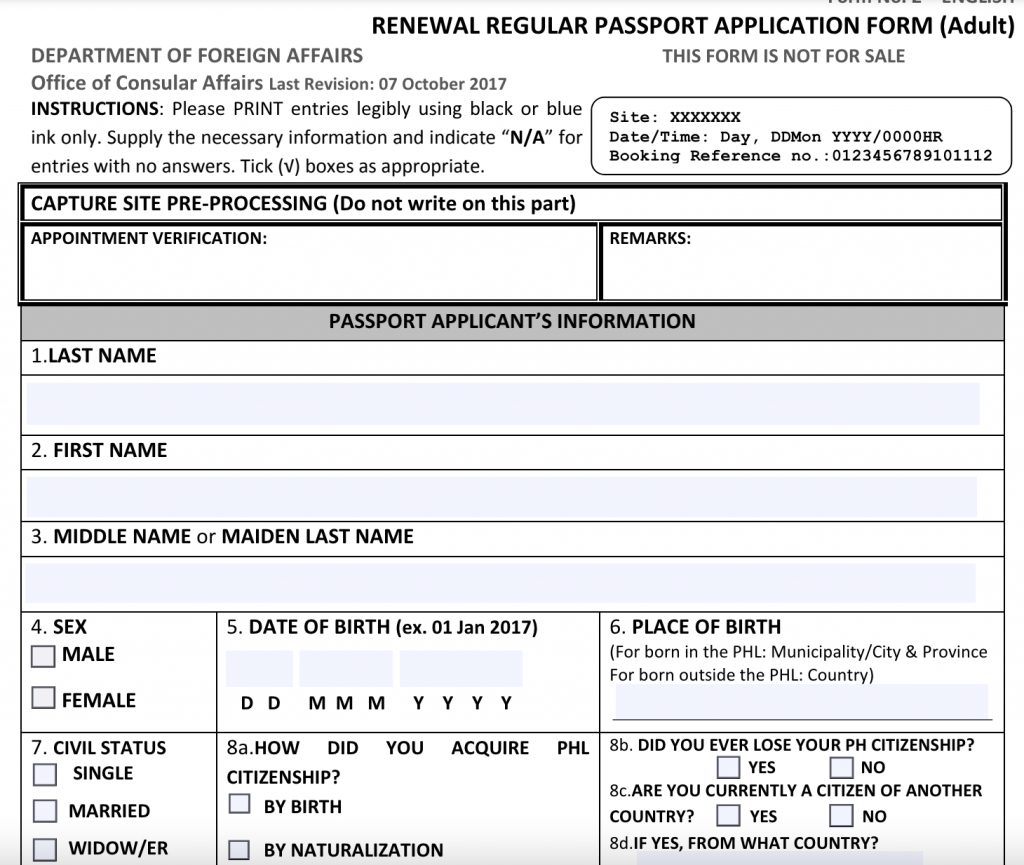 philippine passport renewal application form