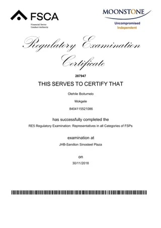 re5 certificate