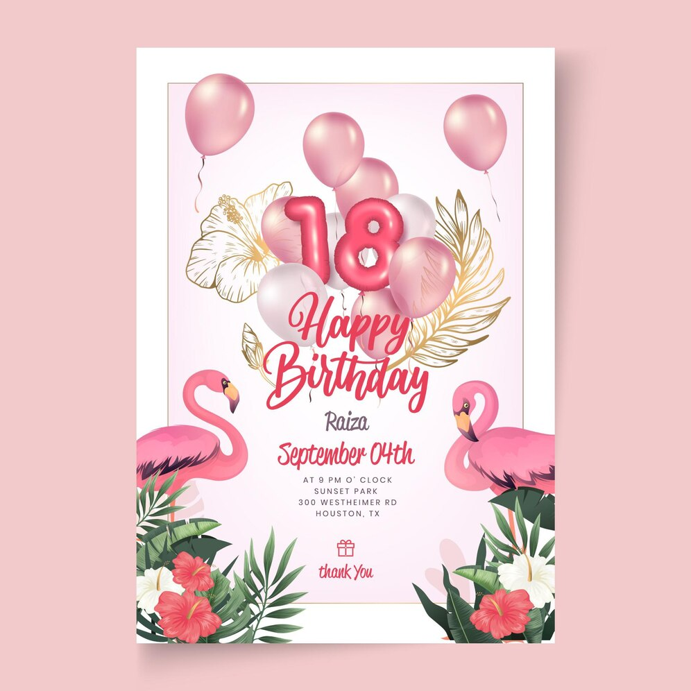 pink 18 birthday card