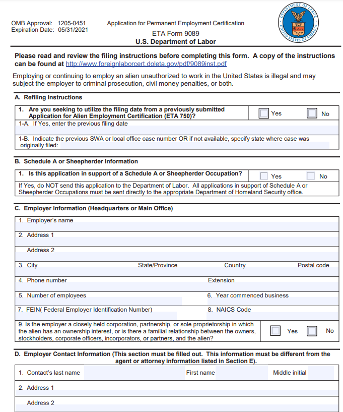 ETA 9089 form