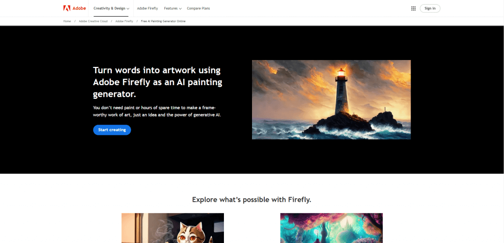 Adobe Firefly AI Painting Generator