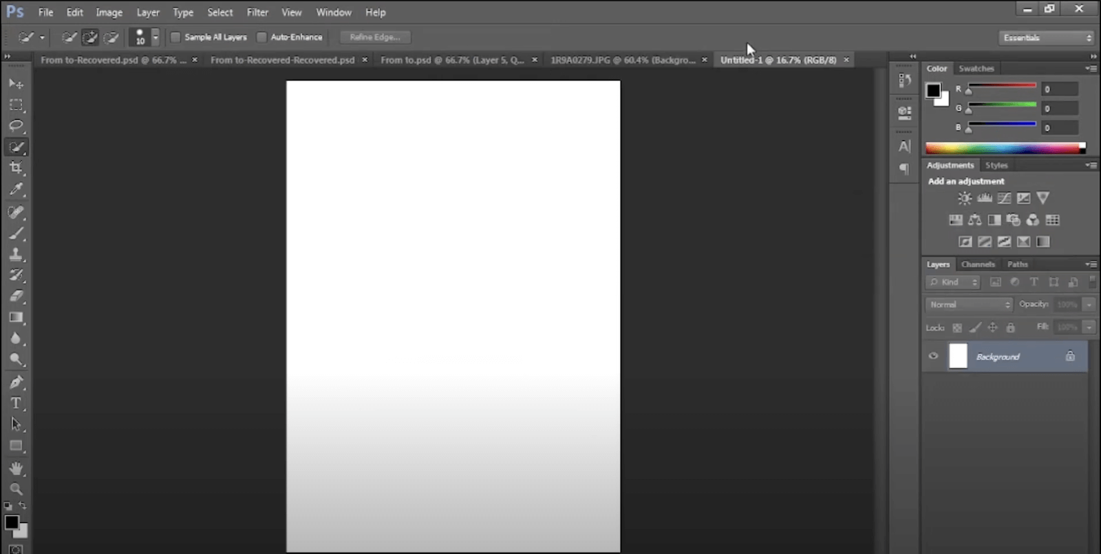 create a new A4 document on photoshop