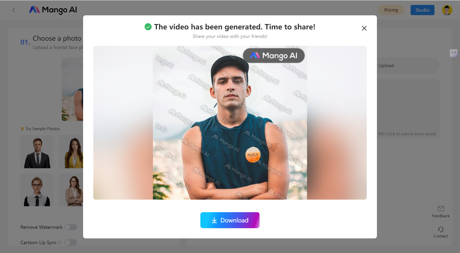 make picture talk on mango ai