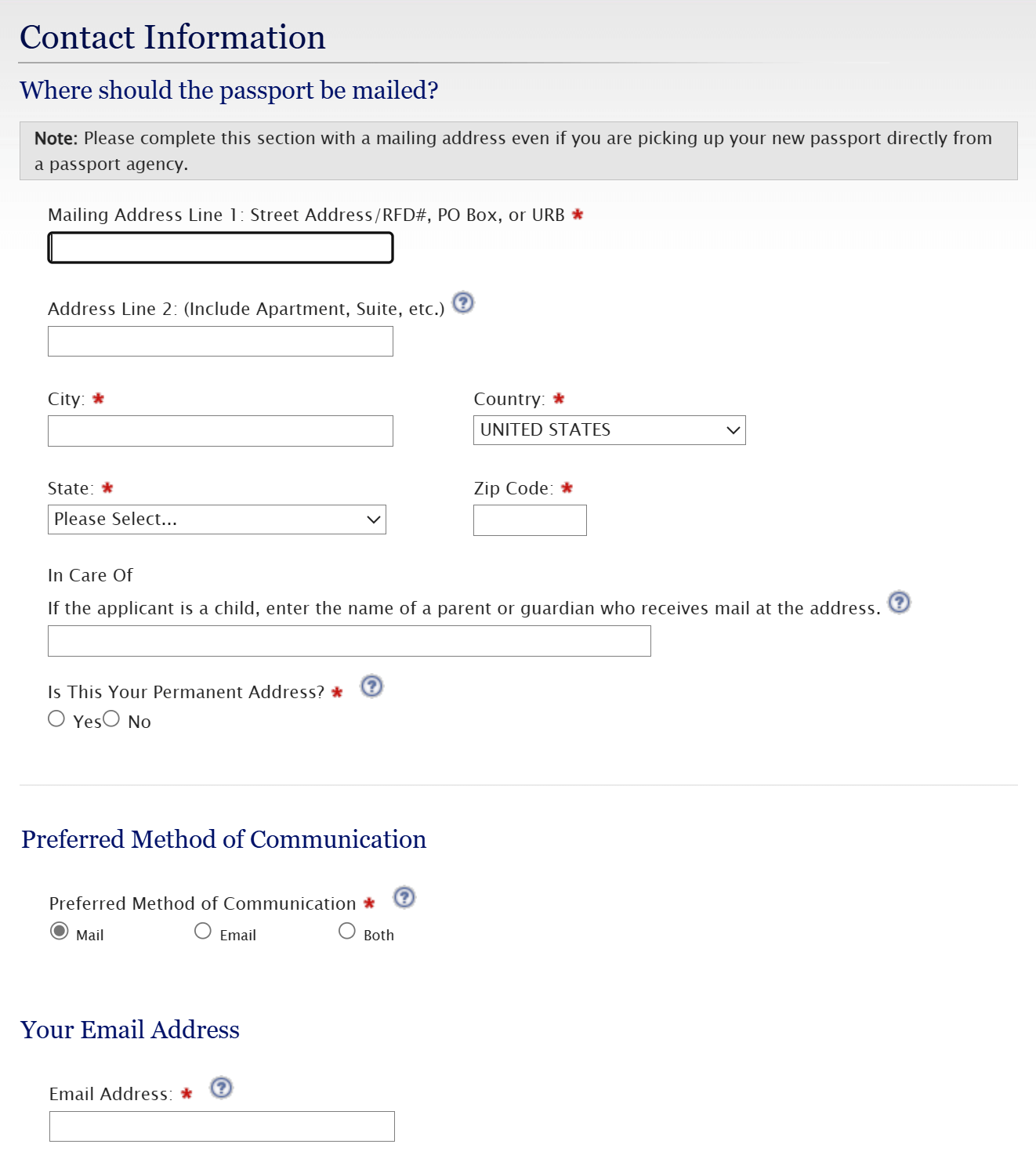 fill out contact information