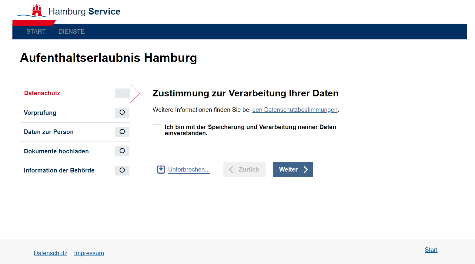 Hamburg office online portal