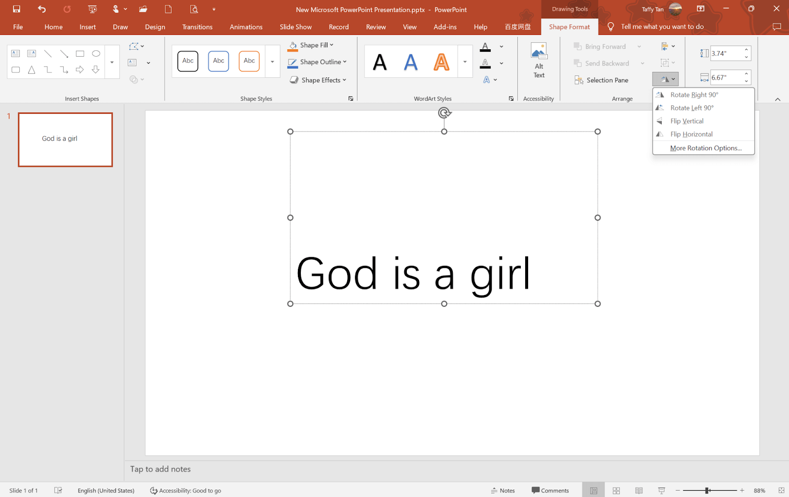 Flip Text in PowerPoint