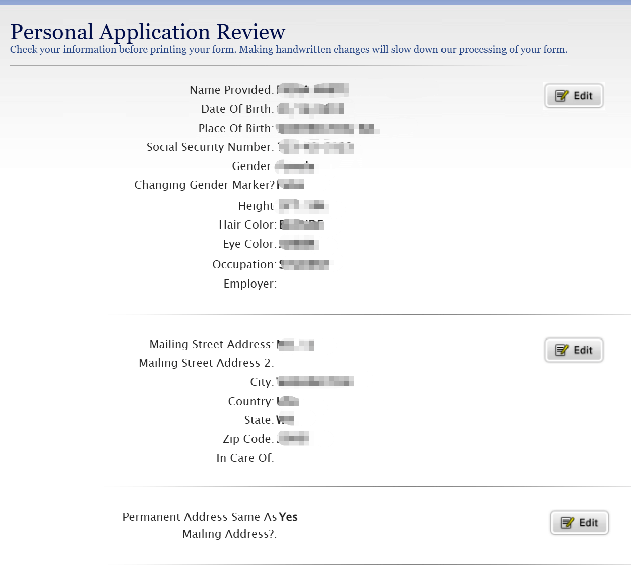 passport renewal personal application review