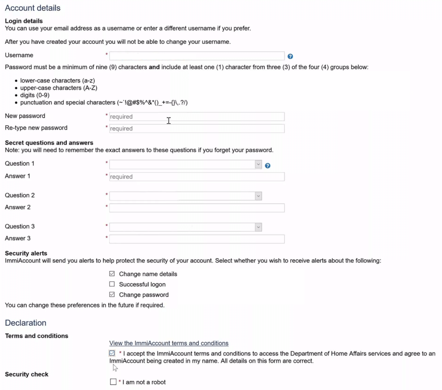 check account details on ImmiAccount portal