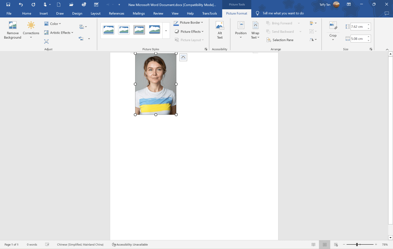 resize photos on Microsoft Word