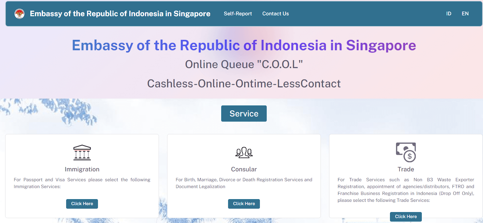 website of the Indonesian Embassy in Singapore