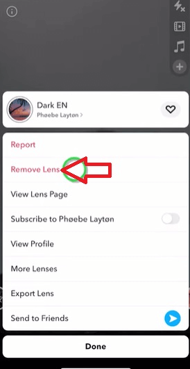 remove lens from snapchat