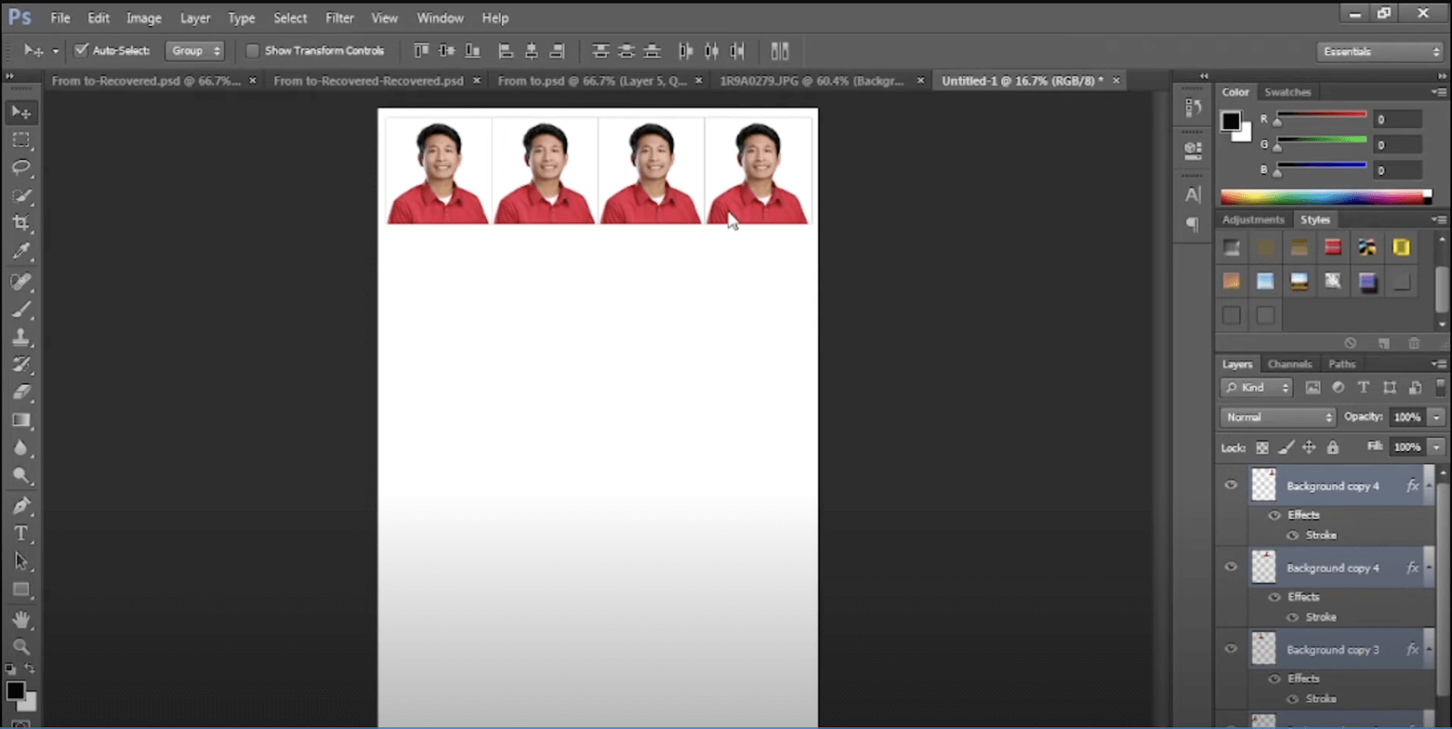 place passport photos on photoshop