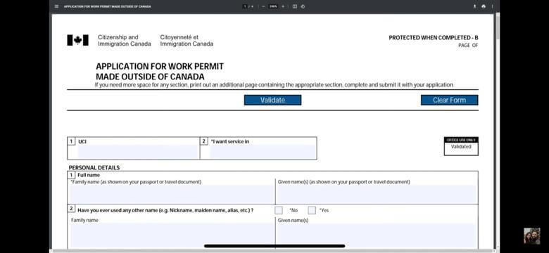 fill out canada work permit application form