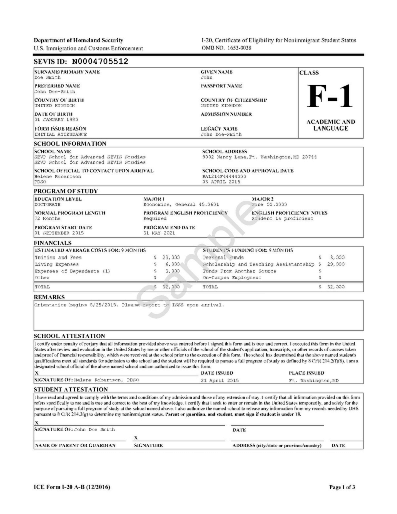 Form I-20