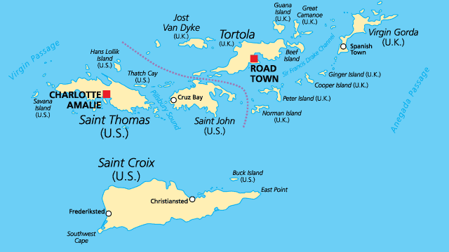 US Virgin Islands map