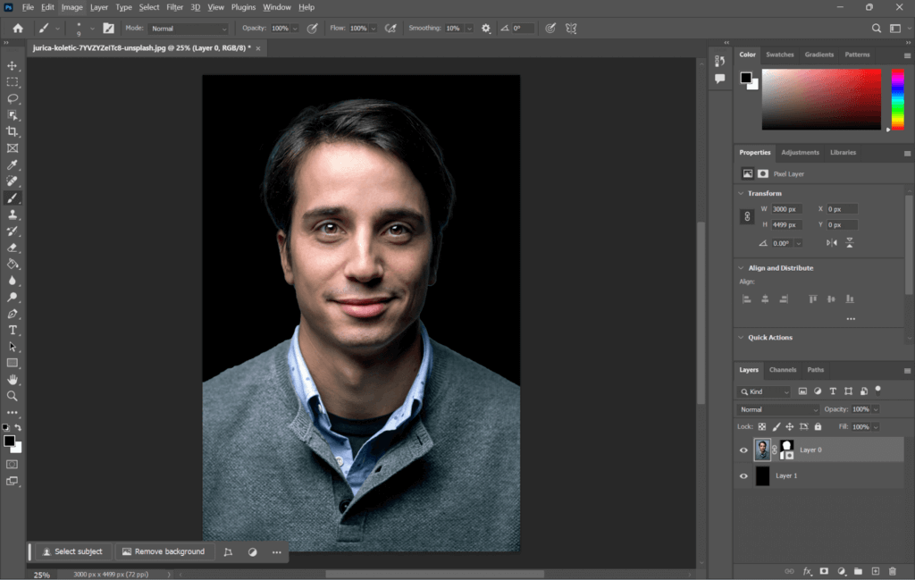 add black background to photo on photoshop