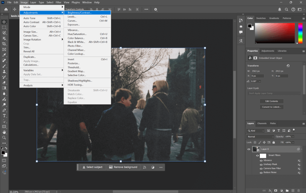 adjust brightness on photoshop