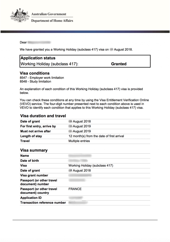 australia subclass 417 visa