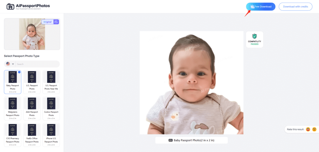 crop baby passport photos online