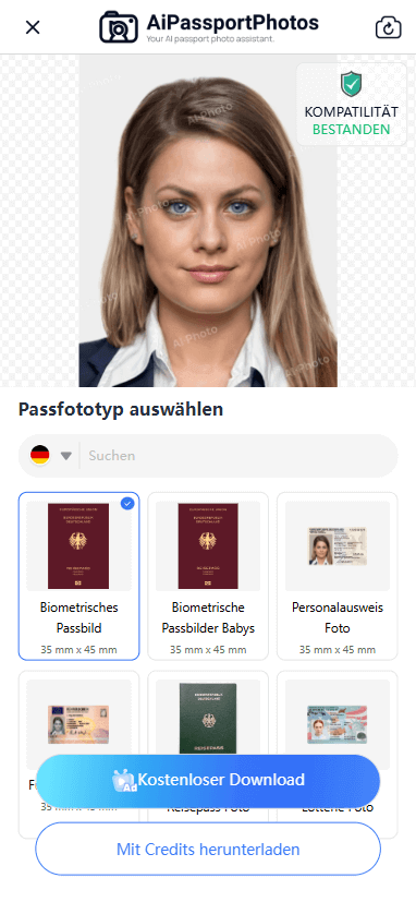 crop german passport photos online