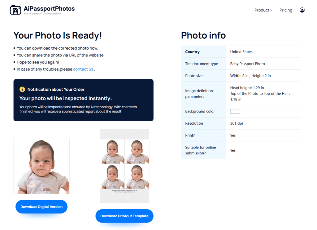 download baby passport photos online