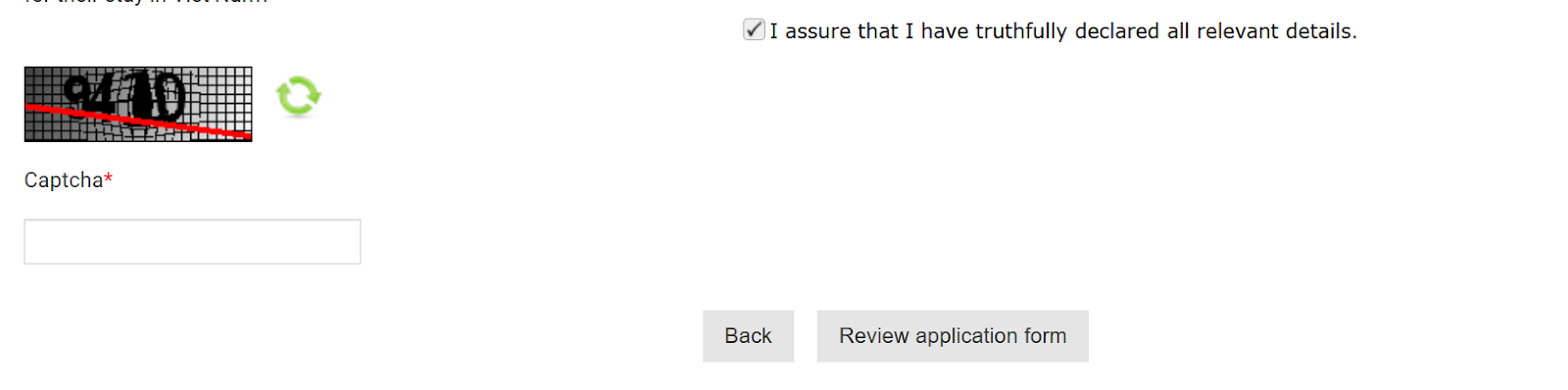 "Review application form"