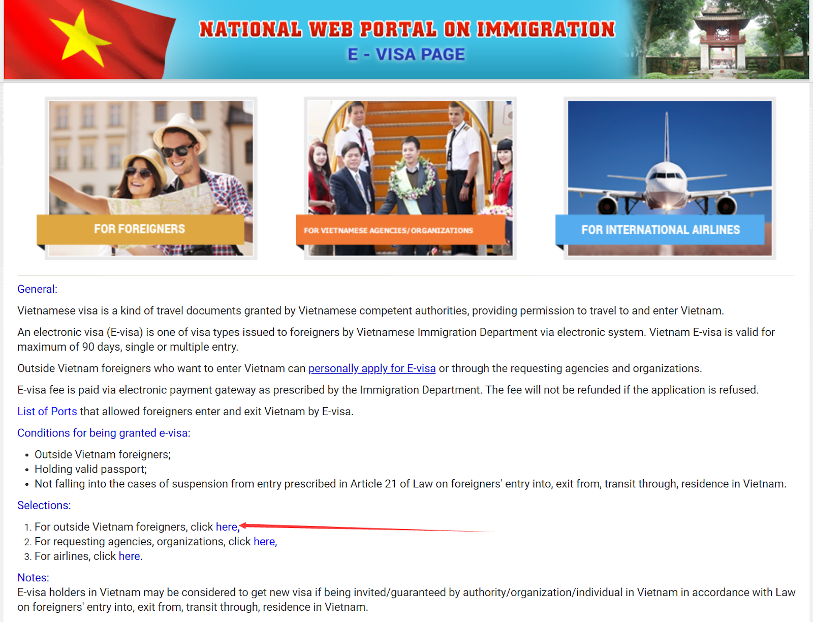 official website of the Vietnam Immigration Department