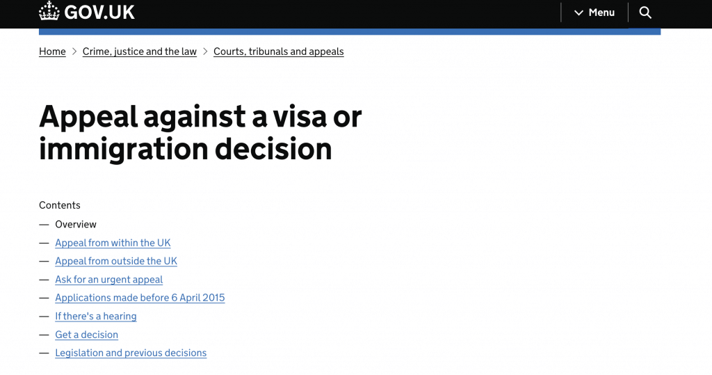 Appeal against a visa or immigration decision