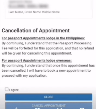 Click Cancel Appointment