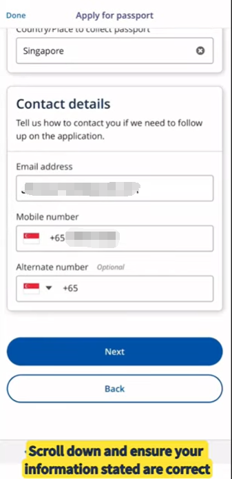 Input your contact details to receive the new passport.