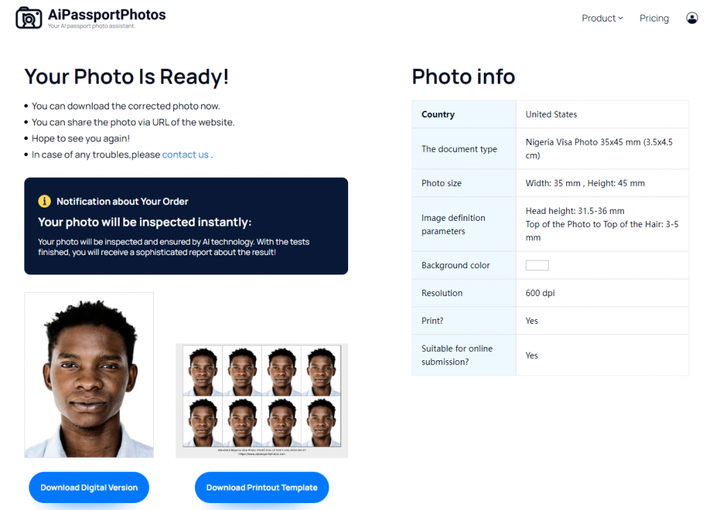 get nigerian passport and visa photos online