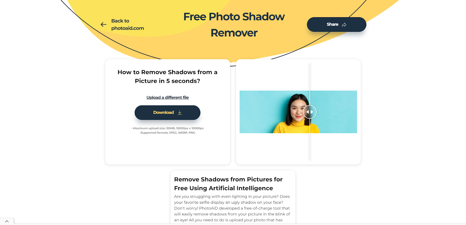 remove shadow online on photoaid