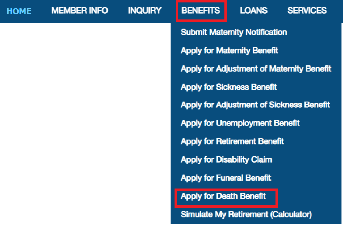 apply for death benefit online